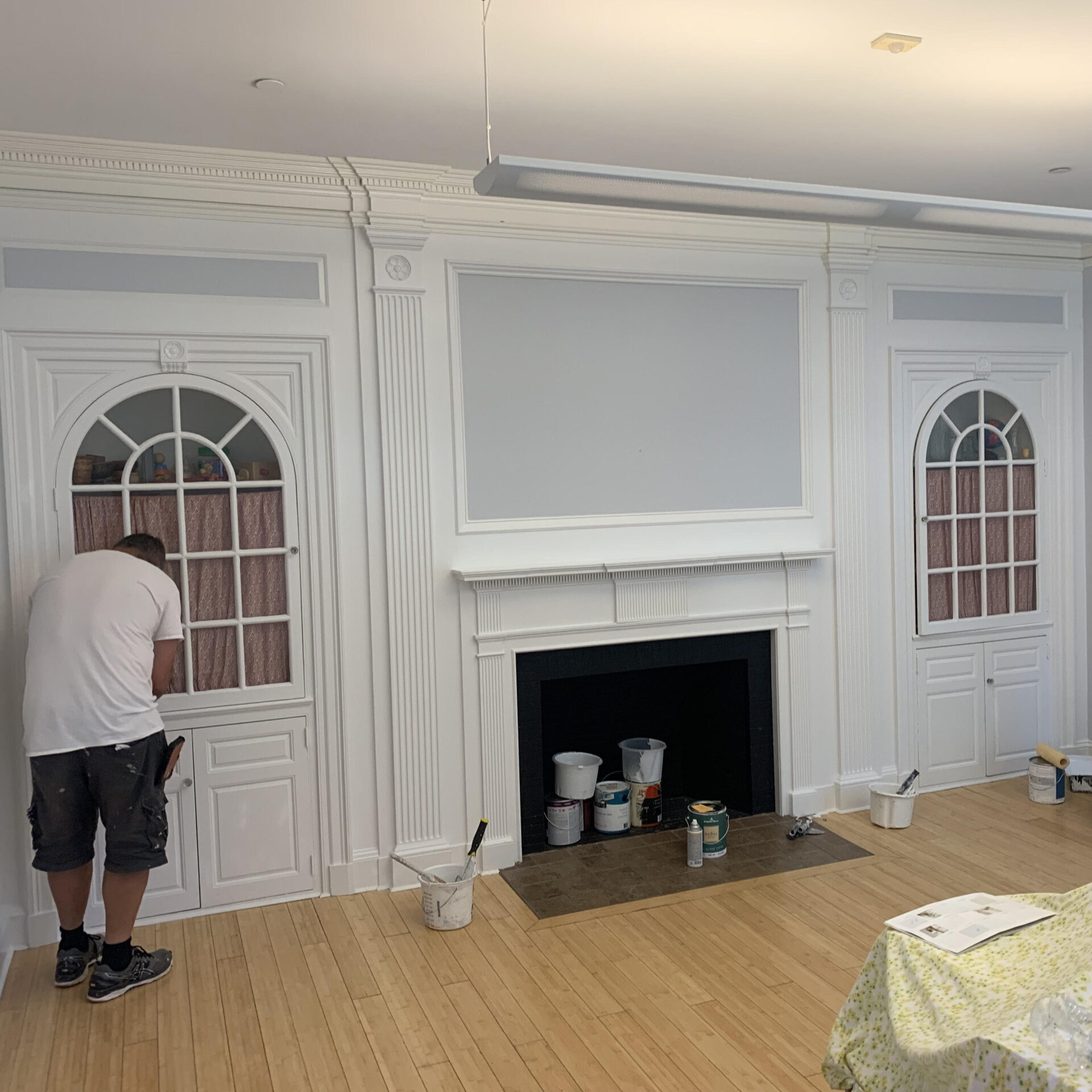 Living room fireplace and hearth painting service